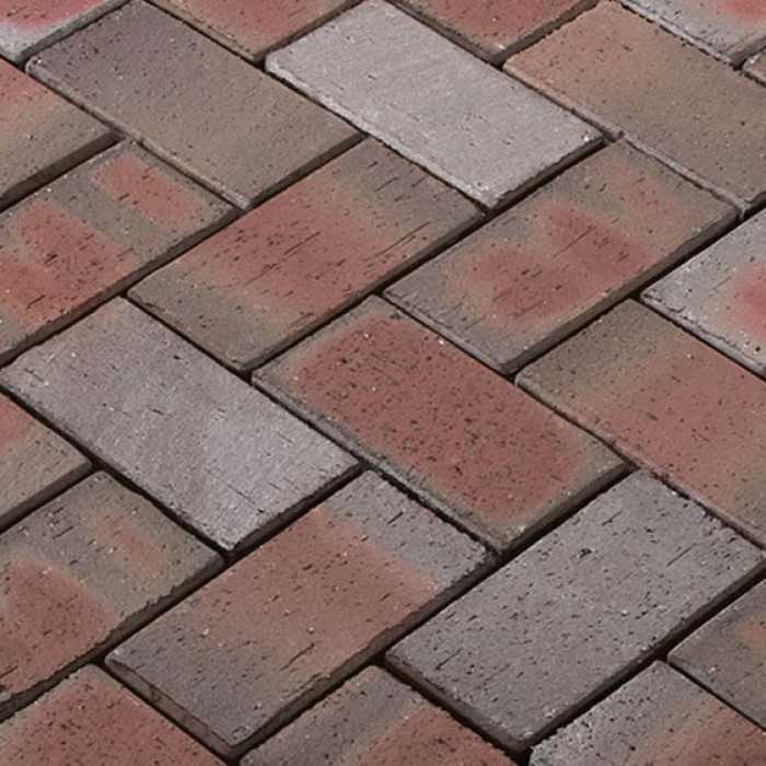 Тротуарная клинкерная брусчатка Vandersanden Catania красно-серая, 200x100x52 мм